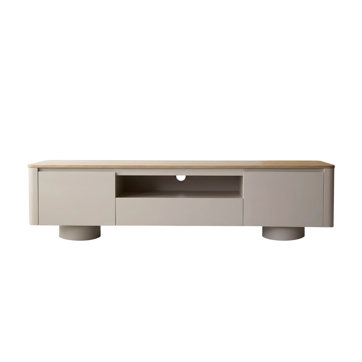 MUEBLE TV COL.CILINDRO GRIS ARENA, ROBLE