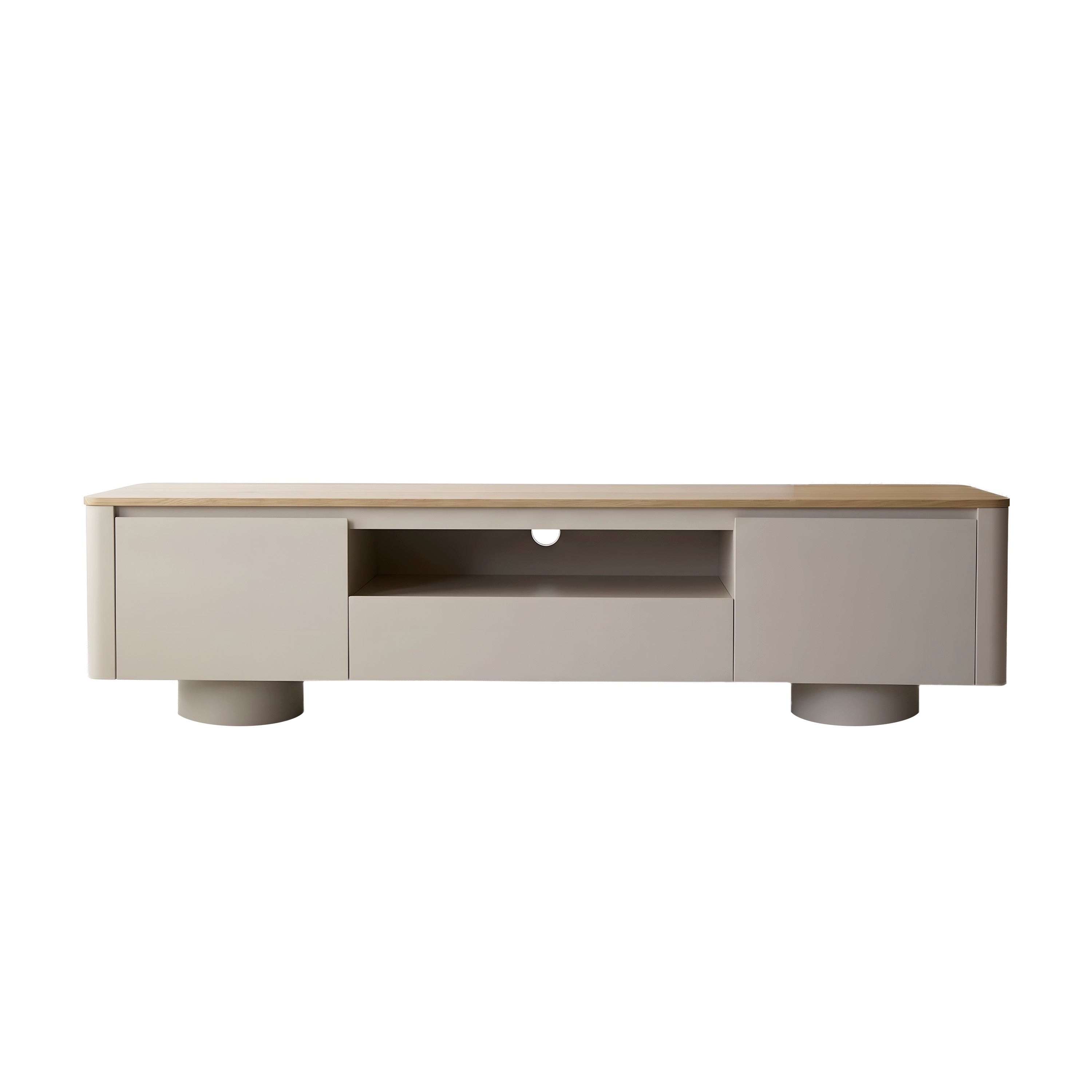 MUEBLE TV COL.CILINDRO GRIS ARENA, ROBLE