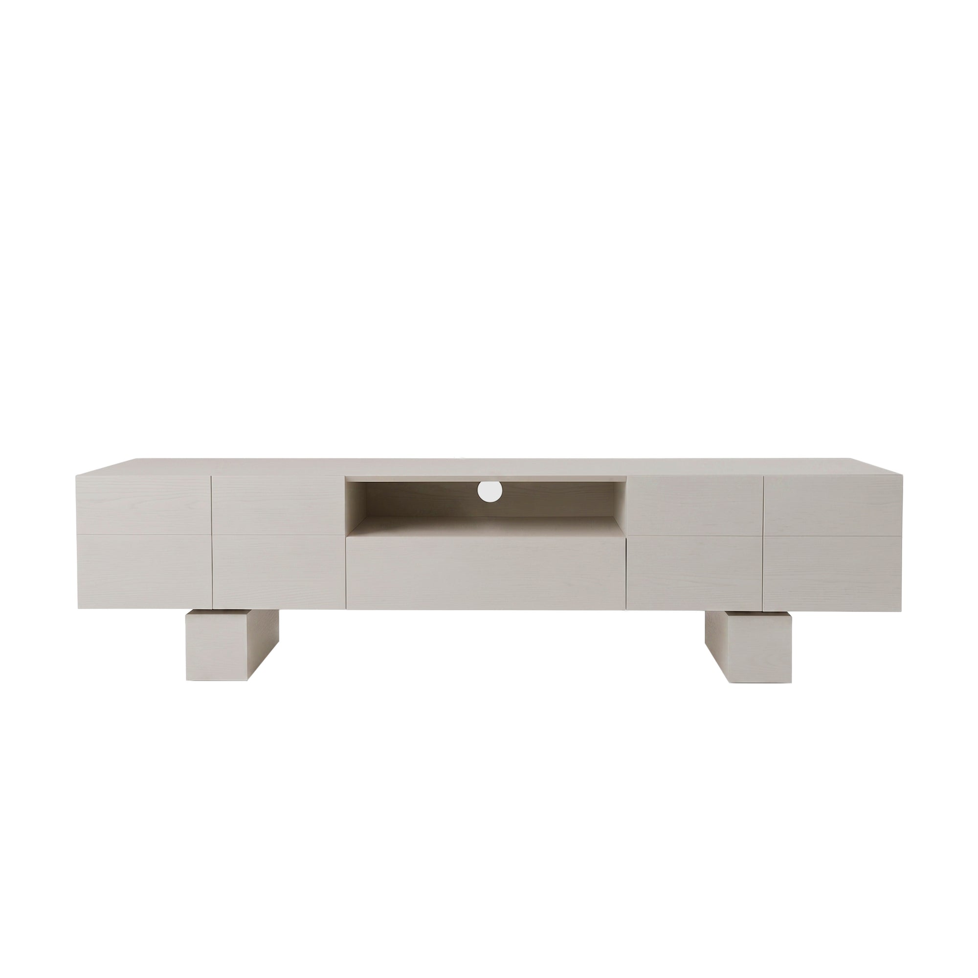 MUEBLE TV ROBLE EN TONO BLANCO ROTO MATE